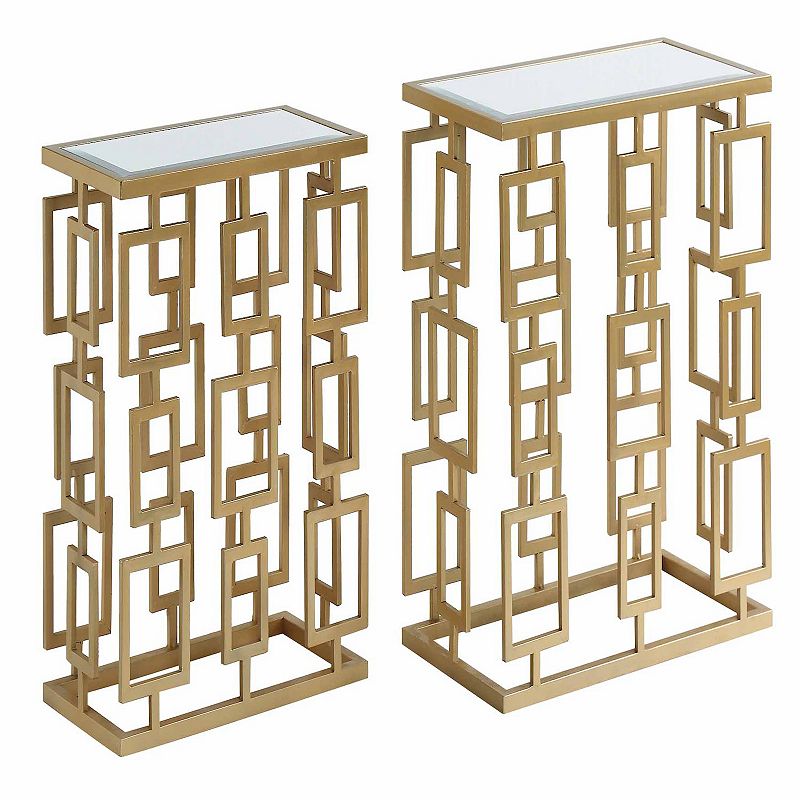 Maddox Rectangle Geometric End Table 2-piece Set, Yellow