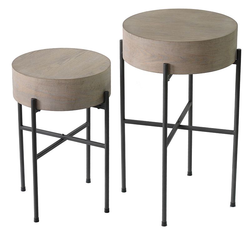 Normandy Accent End Table 2-piece Set, Beig/Green