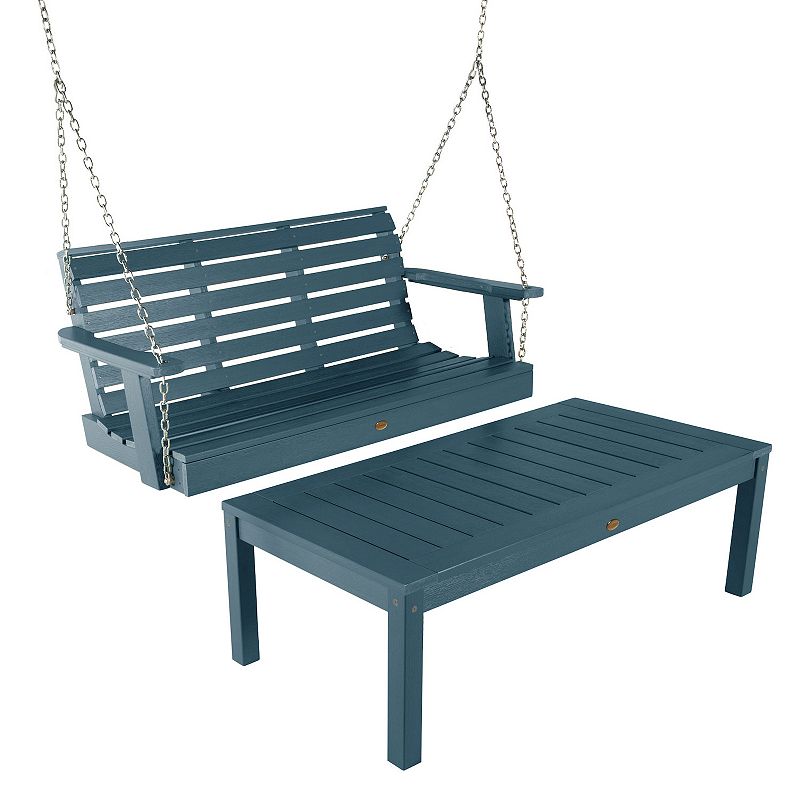 highwood Weatherly Swing & Coffee Table 2-piece Set, Blue
