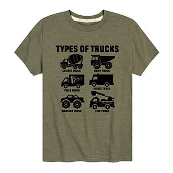 Boys 8-20 Types Of Trucks Tee
