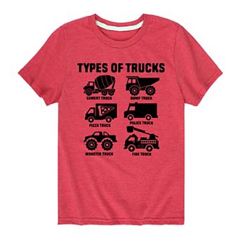 Boys 8-20 Types Of Trucks Tee