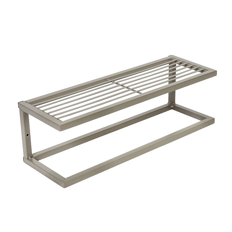 Honey-Can-Do Bathroom Slatted Shelf & Towel Bar, Grey