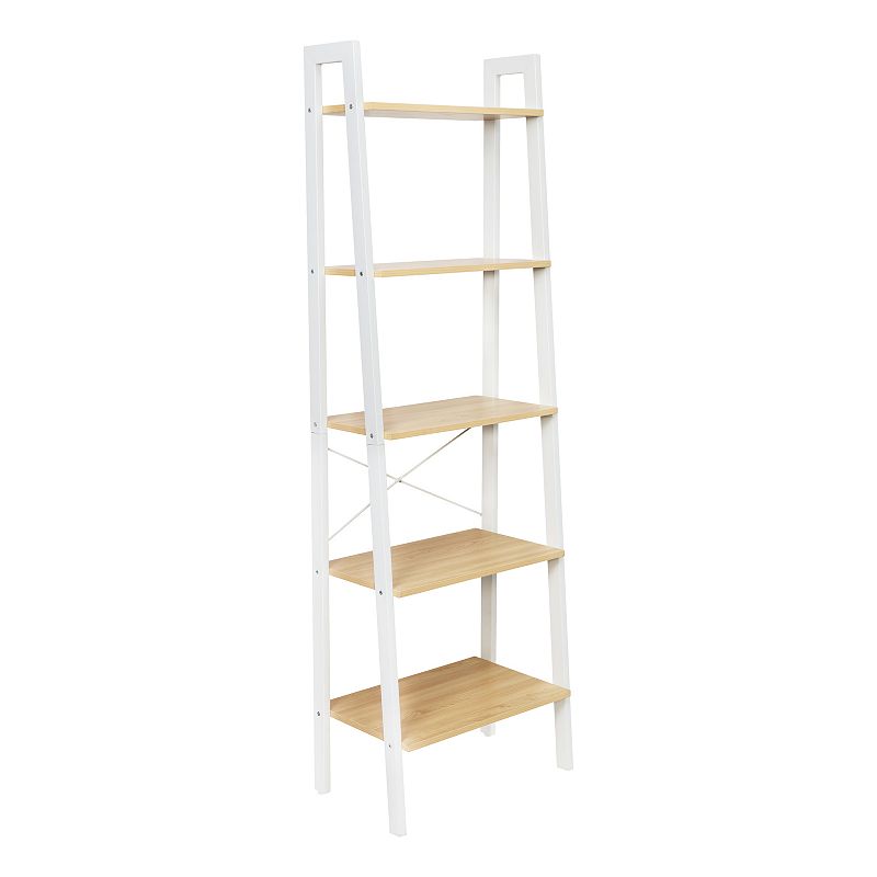Honey-Can-Do Tapered Ladder 5-Shelf Bookcase, White