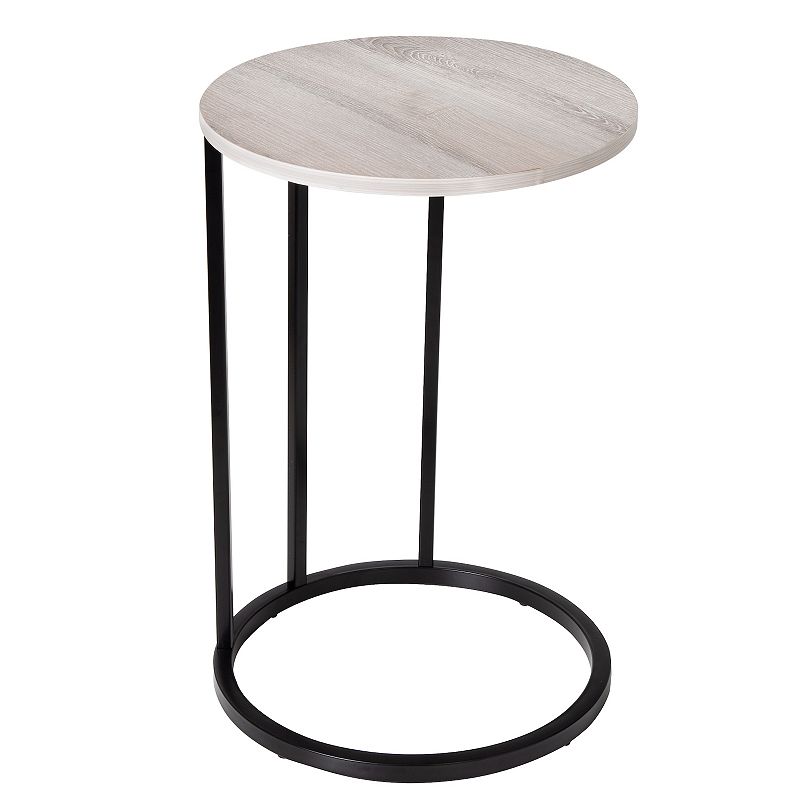 Honey-Can-Do Round C-Shape End Table, Black
