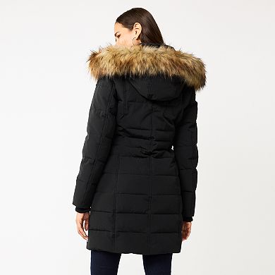Women's Nine West Faux-Fur Hood Puffer Jacket