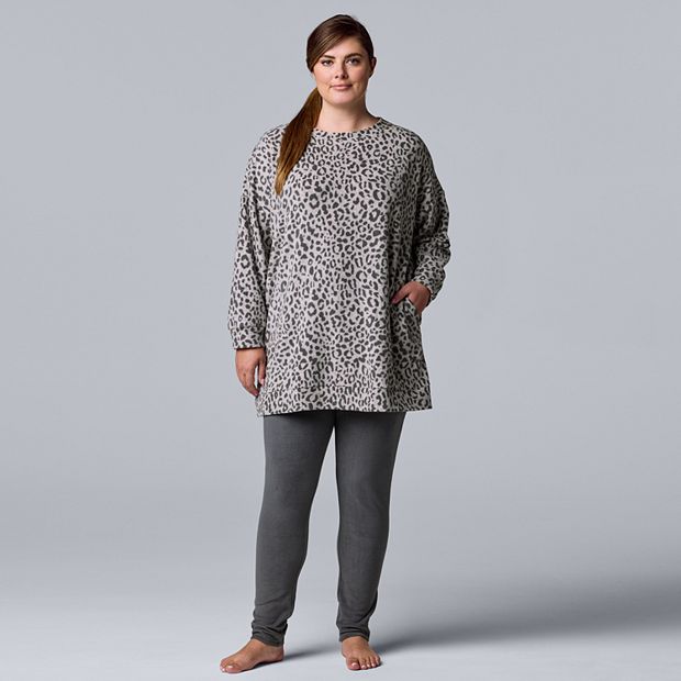 Plus Size Simply Vera Vera Wang Stretch Fleece Long Sleeve Tunic and  Leggings Set