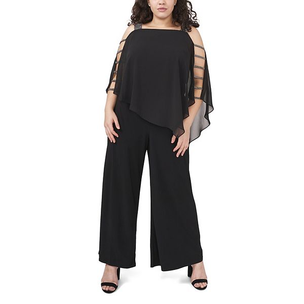 Women's Plus Size Chaus Strappy Overlay Jumpsuit