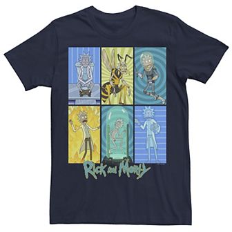 Men's Rick & Morty The Many Forms Of Rick Portrait Panels Tee