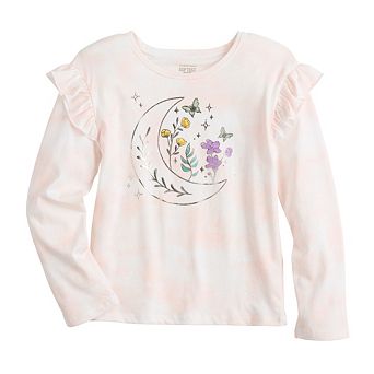 Girls 4-12 Jumping Beans® Long Sleeve Ruffle Shoulder Tee