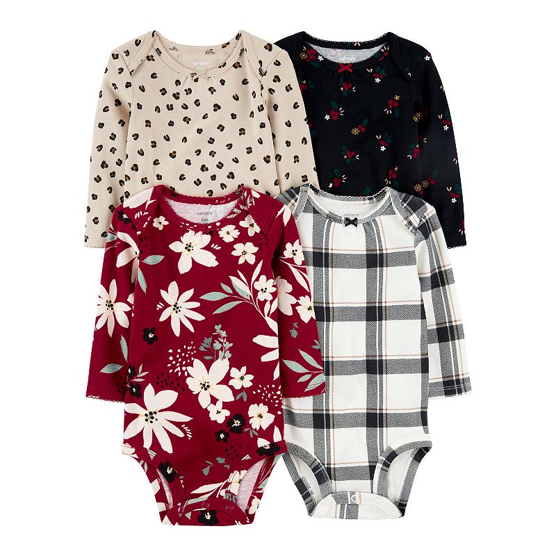 Baby Girl Carters 4-Pack Holiday Printed Bodysuits, Infant Girls, Size: 3