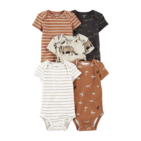 Baby Carter's 5Pack ShortSleeve Dinosaur Bodysuits