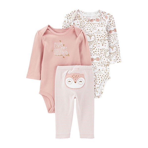 Carter's baby girl cute pink monkey auntie's favorite bodysuits pants 3pc  set