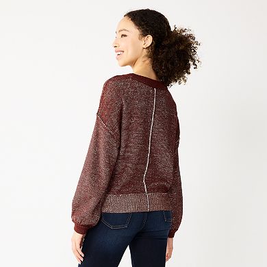 Juniors' SO® Balloon Sleeve Crewneck Sweater