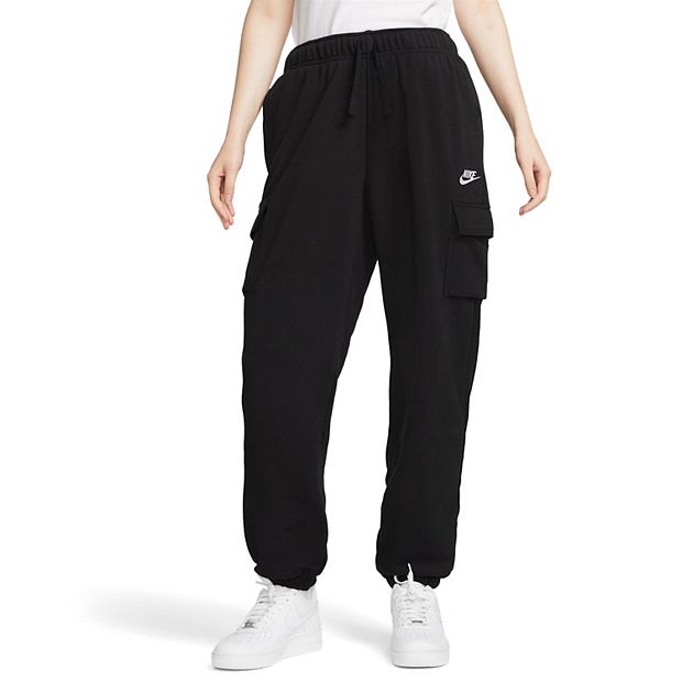Nike Women's Nike Sportswear Essential Fleece Mid Rise Plus Pants  (Black/White, Size 3X)