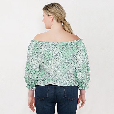 Plus Size LC Lauren Conrad Cold-Shoulder Puff Sleeve Top