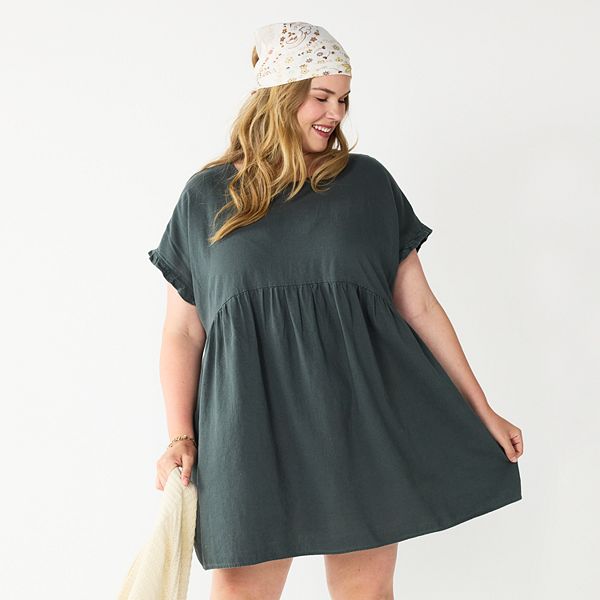 Plus Size Sonoma Goods For Life® Ruffled A-Line Mini Dress