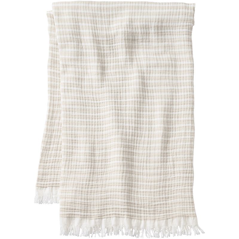 29727833 Lands End Cotton Stripe Throw, Dark Beige sku 29727833