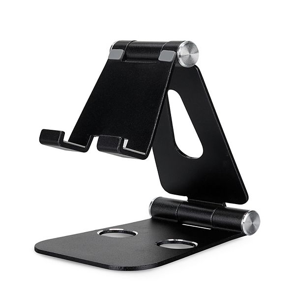 iLive Pocket-Friendly Device Stand, Smartphones and Tablets, Double Hinge Design, Folds for Travel, Black