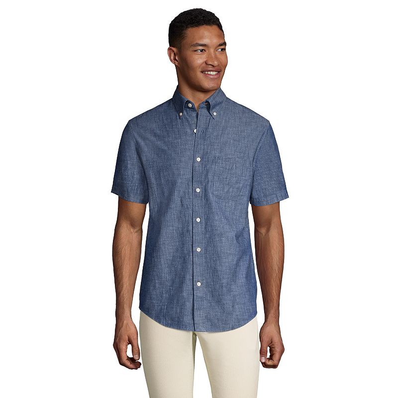 Big & Tall Lands End Traditional-Fit Chambray Button-Down Shirt, Mens, Si