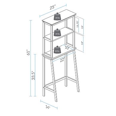 Casual Home Over The Toilet 2-Shelf Floor Decor