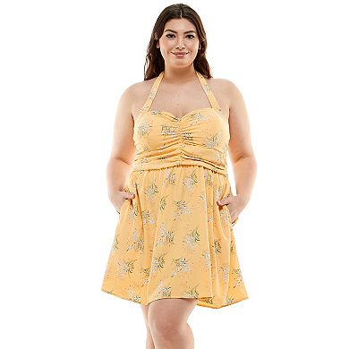 Juniors' Plus Size Lily Rose Ruched Waist Skater Dress
