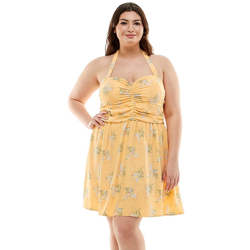 49242544 Juniors Plus Size Lily Rose Ruched Waist Skater Dr sku 49242544