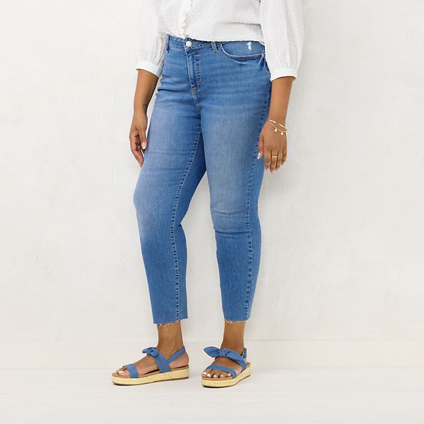 Plus Size LC Lauren Conrad Raw-Hem Mid-Rise 5-pocket Skinny Jeans