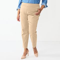 Womens Brown Pull-On Straight Pants - Bottoms, Clothing