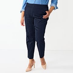 Woman Within Navy Blue Stretch Pants Women's Plus Size 26/28