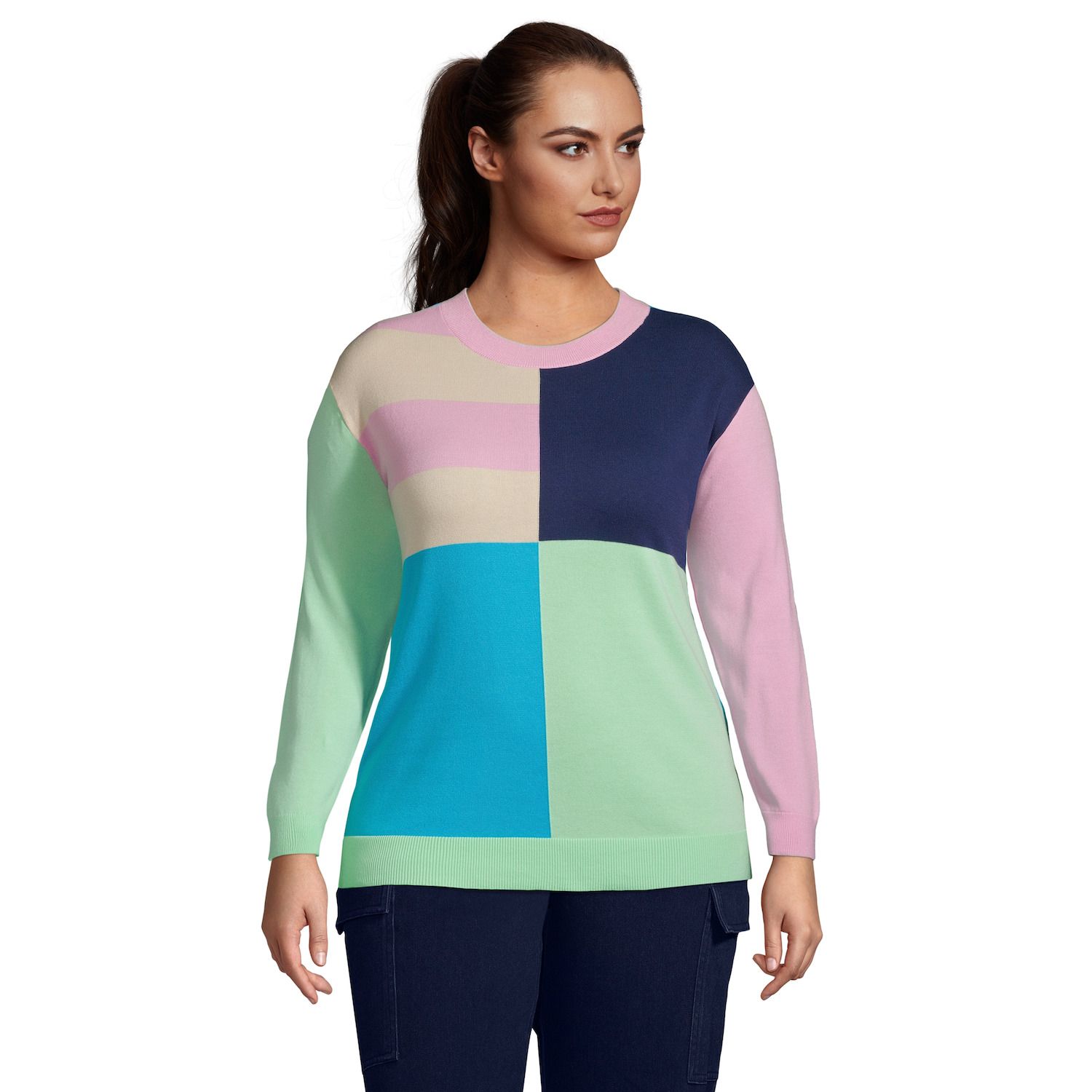 Image for Lands' End Plus Size Fine Gauge Crew Neck Sweater at Kohl's.