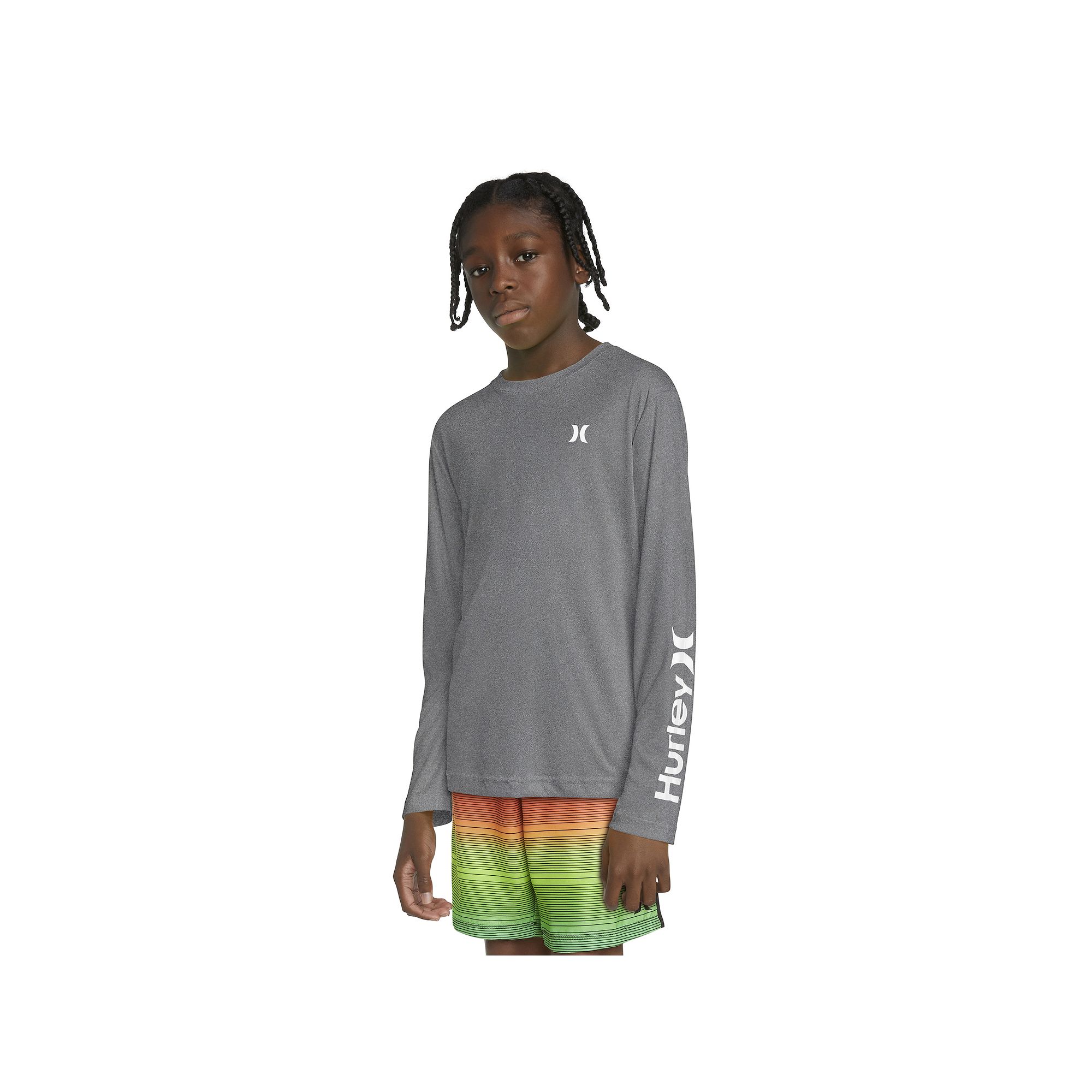 Boys 4-20 Hurley UPF H2O-Dri Long Sleeve Top, Boys, Black Grey