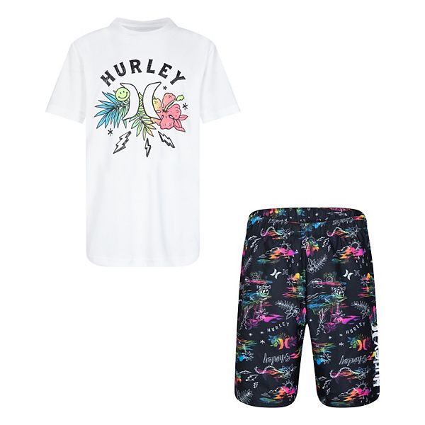 Boys 820 Hurley Doodle Isle Top & Shorts Swim Set