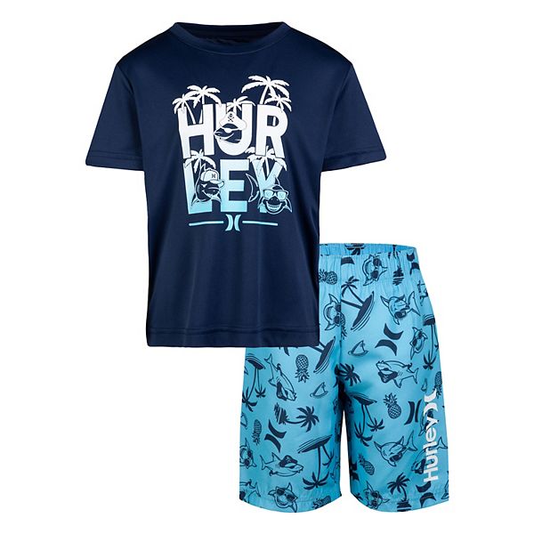 Boys 820 Hurley Shark Paradise Top & Bottoms Swim Set