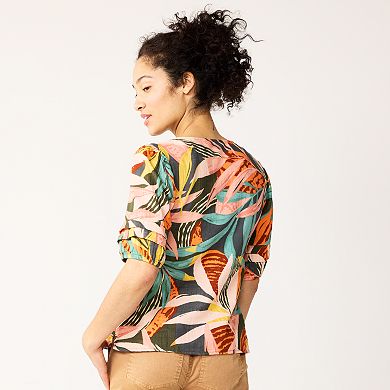 Women's Sonoma Goods For Life® Pleated Elbow-Sleeve Blouse