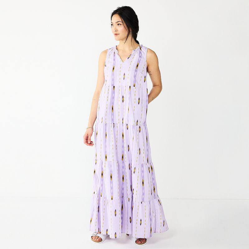 Womens Sonoma Goods For Life Tiered Maxi Dress, Size: XS, Lt Purple