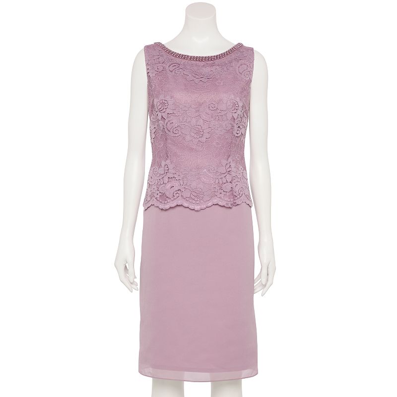 Womens Le Bos 2-Piece Lace Duster & Sheath Dress Set, Size: 8, Purple
