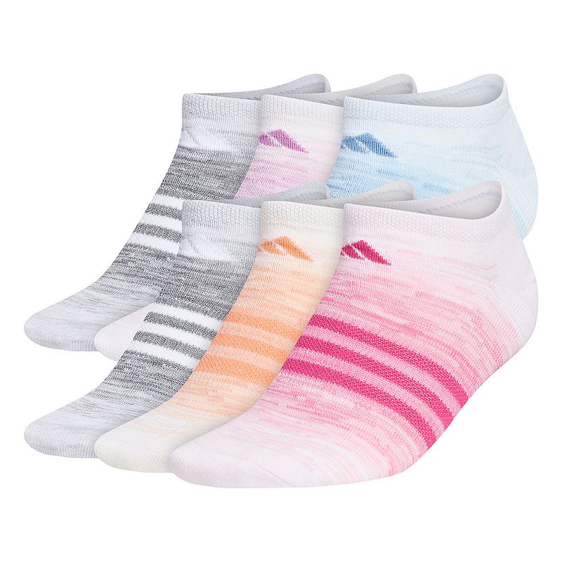 Womens adidas 6-pack Superlite No-Show Socks, Size: 9-11, Pink