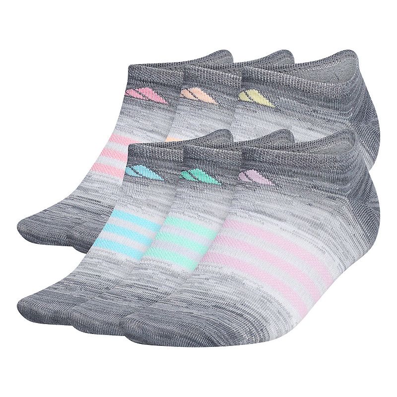 Womens adidas 6-pack Superlite No-Show Socks, Size: 9-11, Grey