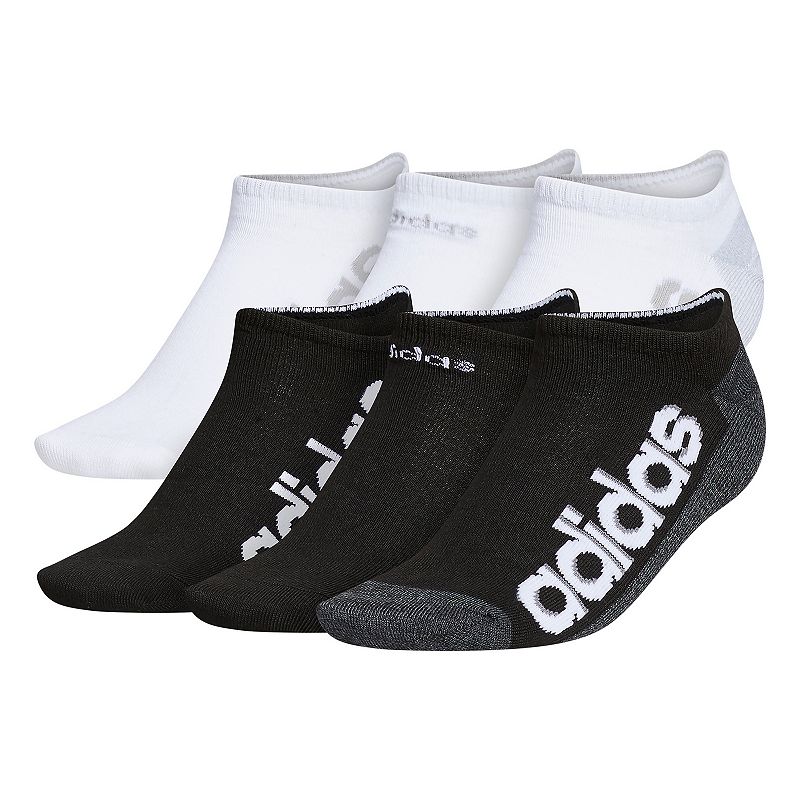 Womens adidas Superlite Linear 3 6-Pack No-Show Socks, Size: 9-11, Black