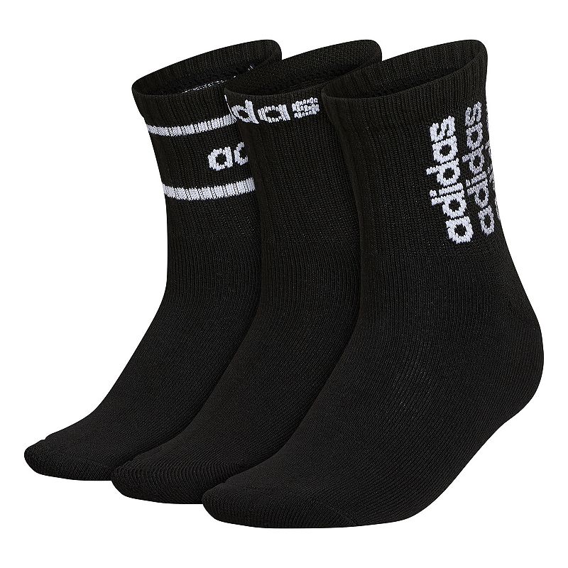 Womens adidas 3-Pack High Quarter Athletic Socks, Size: 5-10, Black