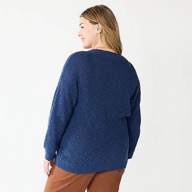 Plus Size Sonoma Goods For Life® Long Sleeve V-Neck Sweater