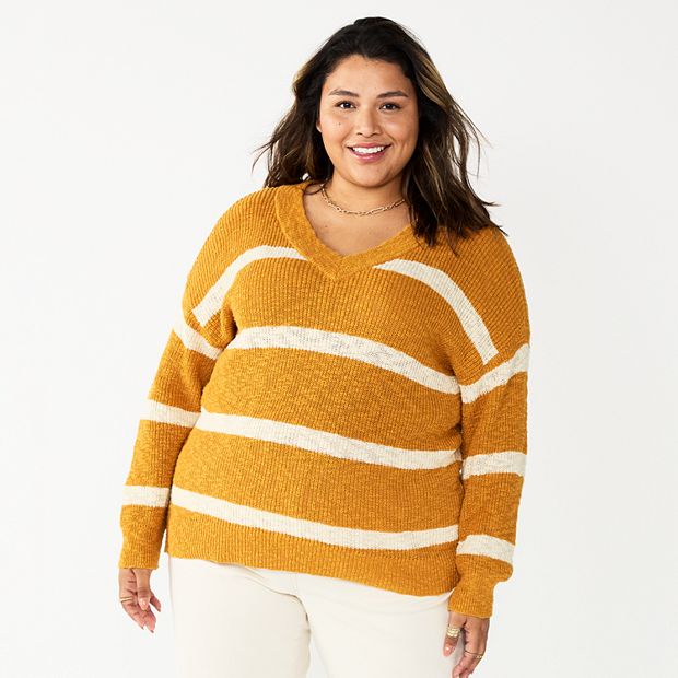 Plus Size Sonoma Goods For Life® Long Sleeve V-Neck Sweater