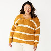Sonoma Goods For Life Plus Size Long Sleeve V-Neck Sweater Deals
