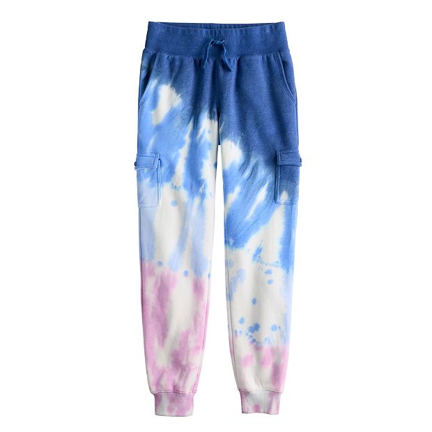 Girls 6 20 SO Tie Dye Fleece Cargo Jogger Pants