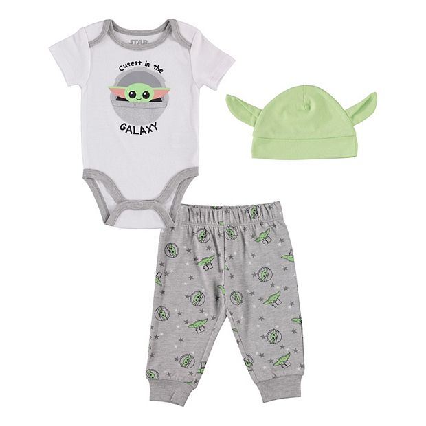 Star Wars Mandalorian Baby Yoda Newborn Baby Boys 3 Piece Outfit