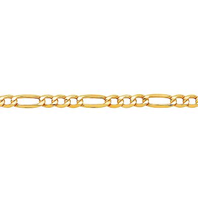 10k Gold Polished 4.4 mm Figaro Chain Necklace