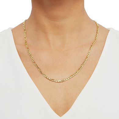 10k Gold Polished 4.4 mm Figaro Chain Necklace