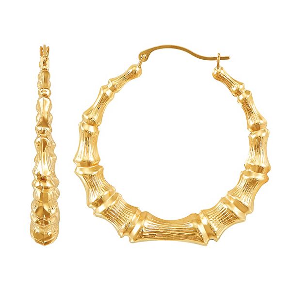 Kay Outlet Polished Bamboo Hoop Earrings 10K Yellow Gold 34mm