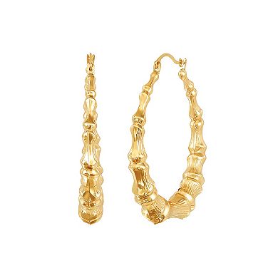 10k Gold Bamboo Hoop Earrings