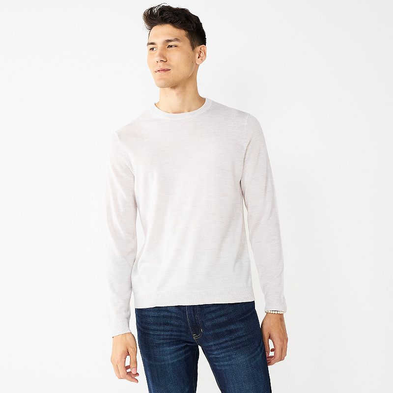 Mens Apt. 9 Merino Wool Blend Sweater, Size: Large, Light Grey